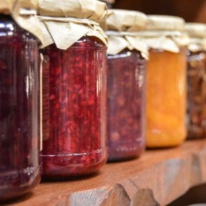Canning jars with food