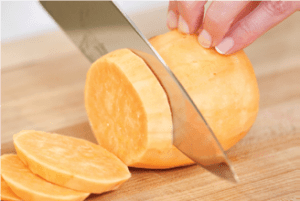 Cut sweet potatoes