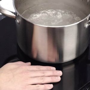 induction cooktop with boiling water
