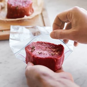 seasoned meat in bag