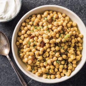 Braised Chickpeas with Saffron and Mint (Recipe)
