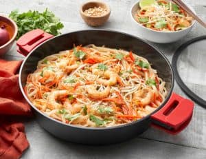 6qt saute pan lifestyle - red grips