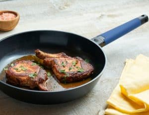 12in skillet lifestyle - royal blue handle