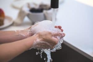 person washing
