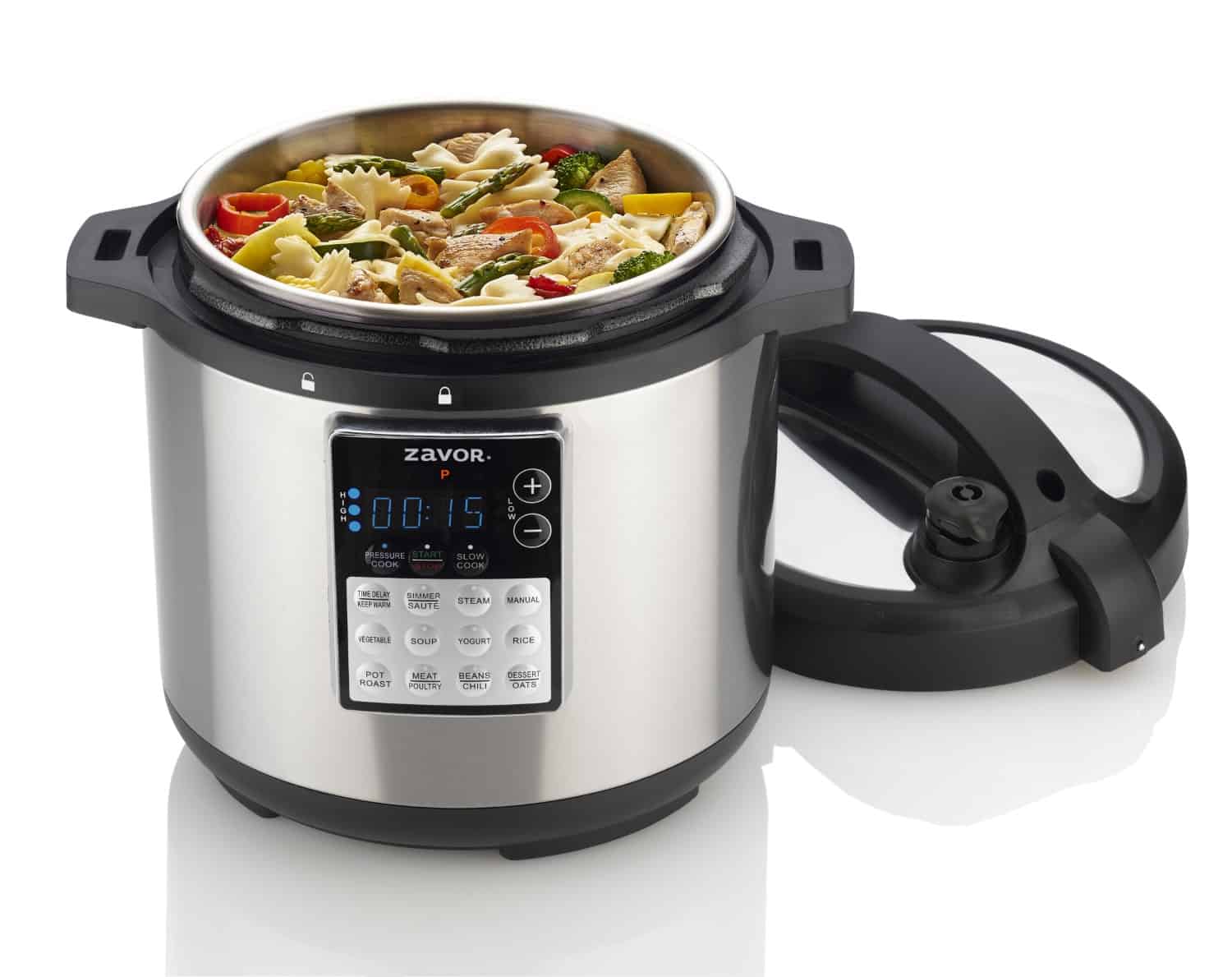 LUX Edge 2 Multicooker open with pasta inside