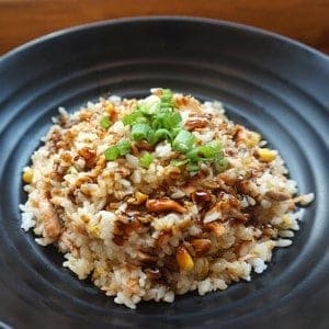 brown rice with sauce