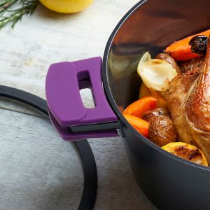 7qt Dutch oven lifestyle - purple grips