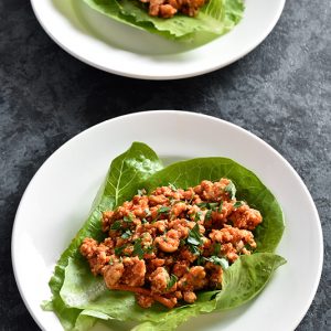 Asian minced meat over lettuce wraps