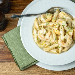 CREAMY FENNEL AND SHRIMP PENNE PASTA